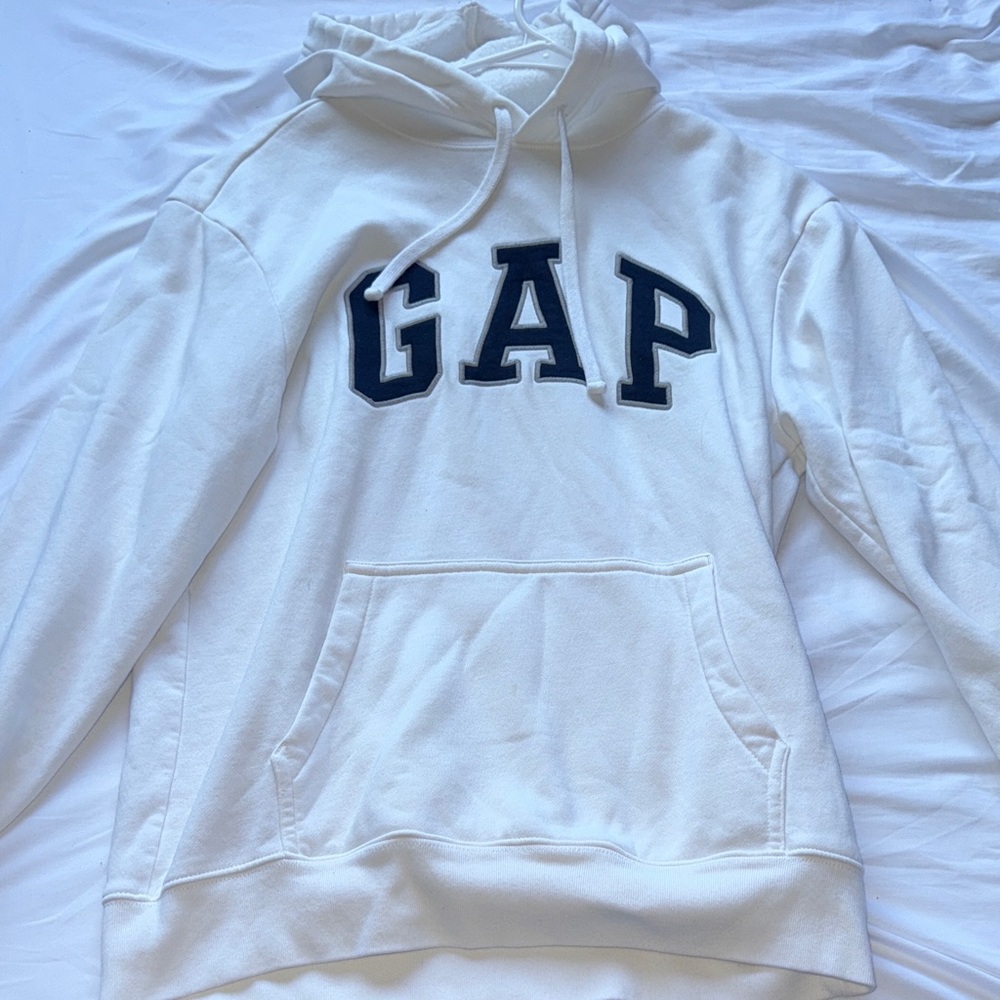 GAP Ivory Hoodie with Dark Blue Logo